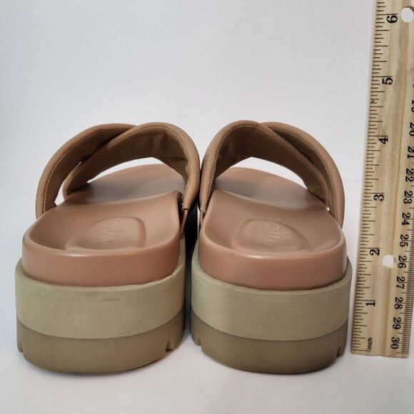 VIONIC Vesta Platform Sandals Womens 11 Tan Leather Lug Slide Thick Chunky - Picture 4 of 9